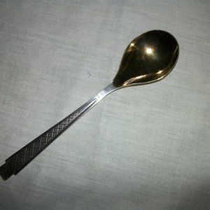 Soviet VINTAGE  STERLING SILVER GILDED  RUSSIAN  small serving spoon/sugar spoon